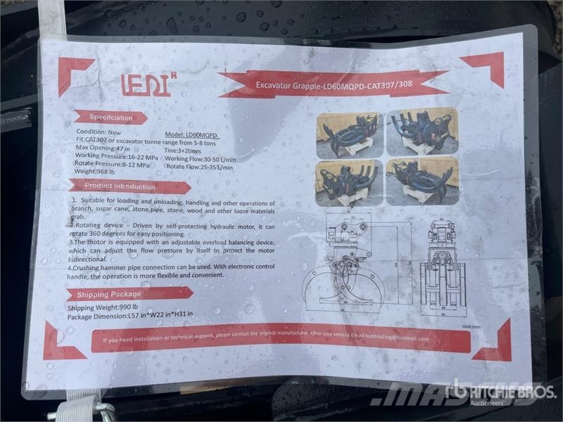  LEDI LD60MQPD 53 in Rotating Excavator Grapple (Un Gripere