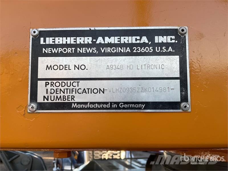 Liebherr A934BHD Litronic Wheel Material Handler Sonstige Baumaschinen