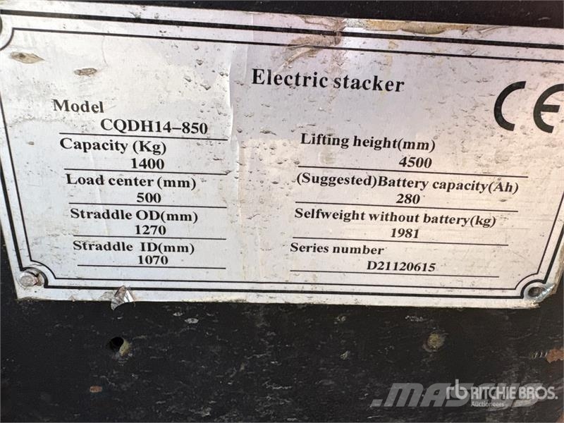 Liftstar CQDH14-850-4500 1400 kg Electric Stacker Staplare