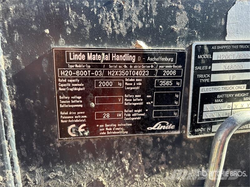 Linde H20CT/600-03 2000 kg Pneumatic Tire Forklift Forklift trucks - others