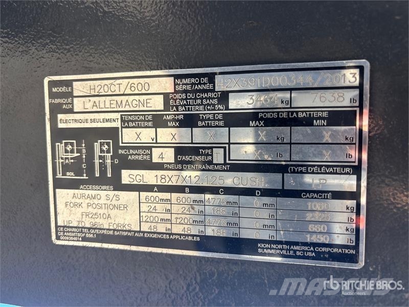 Linde H20CT/600 2325 lb Forklift Інше