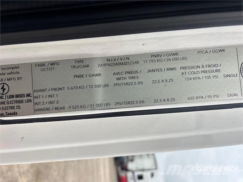  Lion6 4x2 Electric Cab and Chassis (Inoperable) Cabinas
