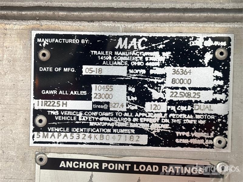 MAC 53 ft T/A Flatbed Trailer Planhengere