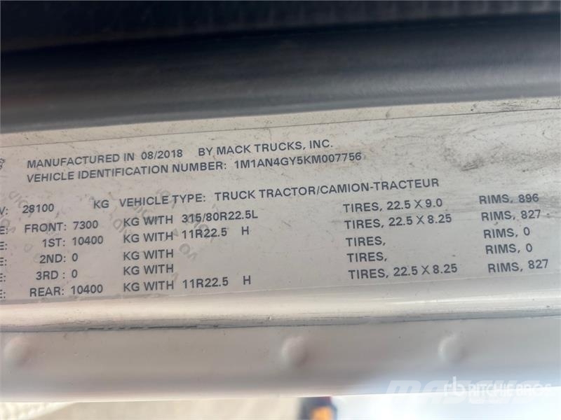 Mack Anthem 6x4 T/A Day Cab Truck Tractor (Inoperable) Truck Tractor Units