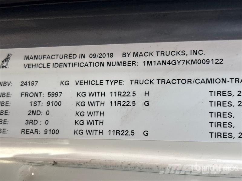 Mack Anthem 6x4 T/A Sleeper Truck Tractor Truck Tractor Units