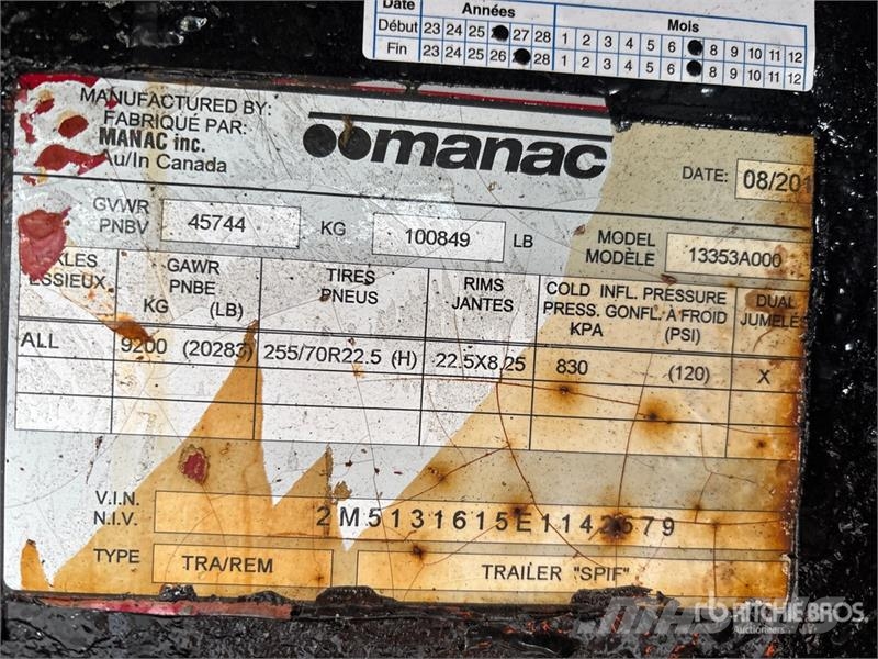 Manac 13353A000 53 ft Tri/A Step Deck Trailer Przyczepy niskopodłogowe