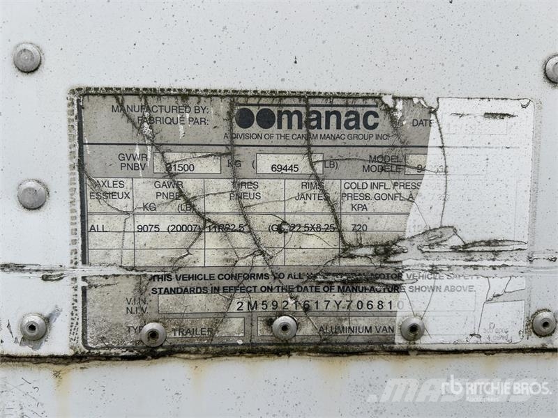 Manac 38 ft T/A Van Trailer Прицепы-фургоны