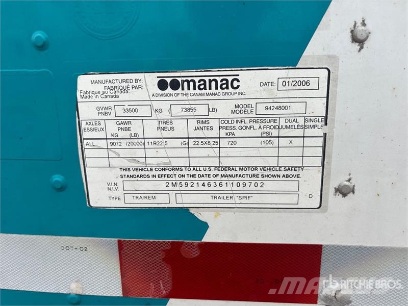 Manac 48 ft T/A Van Trailer Cajas de remolque