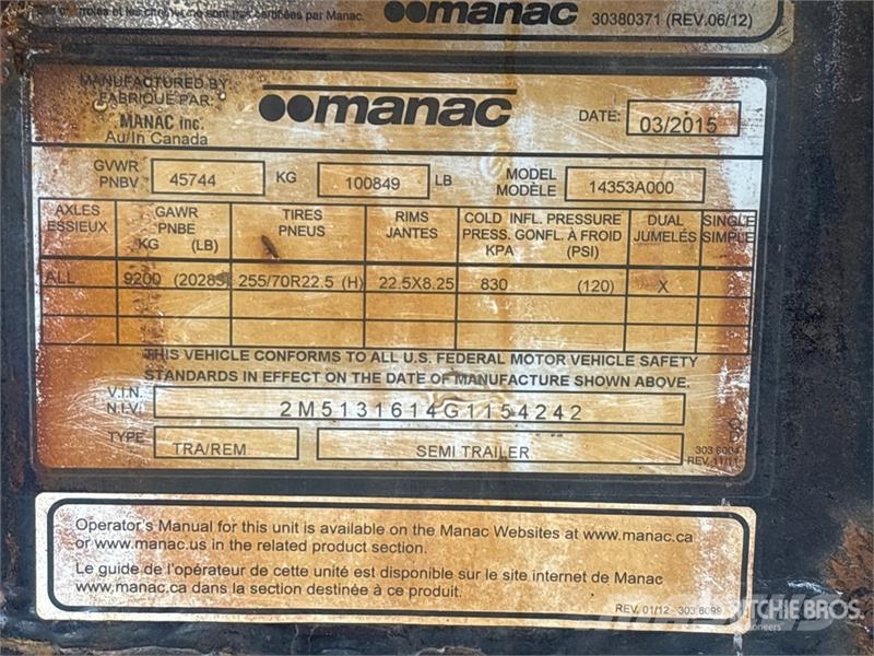 Manac 52 ft Tri/A Step Deck Trailer Caricatore basso