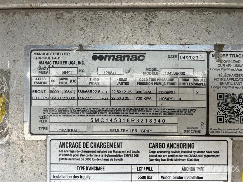 Manac 53 ft Quad/A Curtain Side Trailer Rimorchi centinati