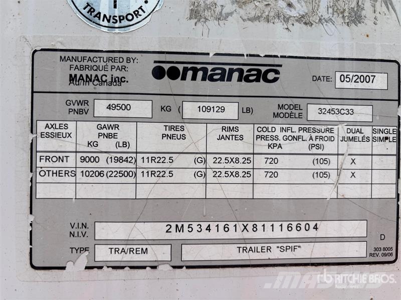 Manac 53 ft Quad/A Open-Top Chip Trailer مقطورات لتقل ألواح الخشب