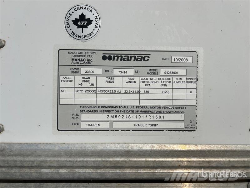 Manac 53 ft x 102 in T/A Van Trailer Прицепы-фургоны