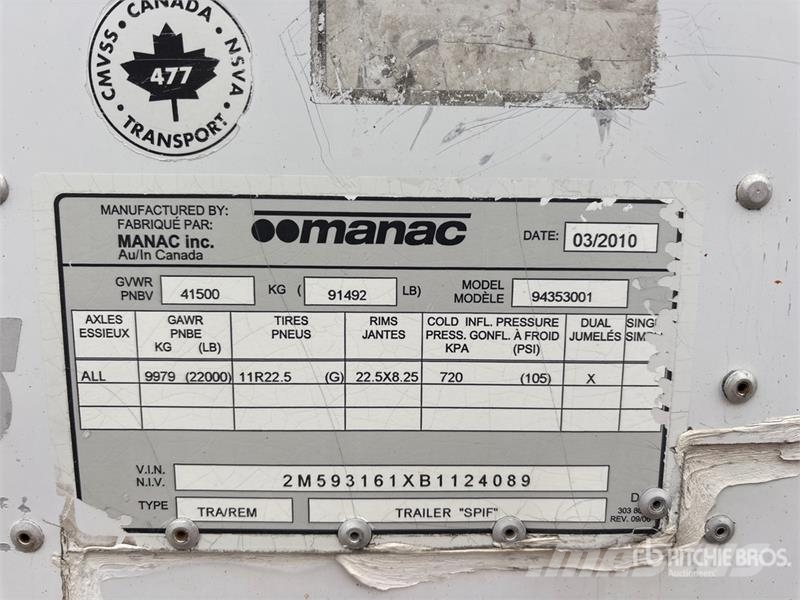 Manac 53 ft x 102 in Tri/A Van Trailer Прицепы-фургоны