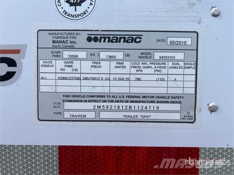 Manac 53 ft x 102 in T/A Heated Van Trailer Skåpsläp