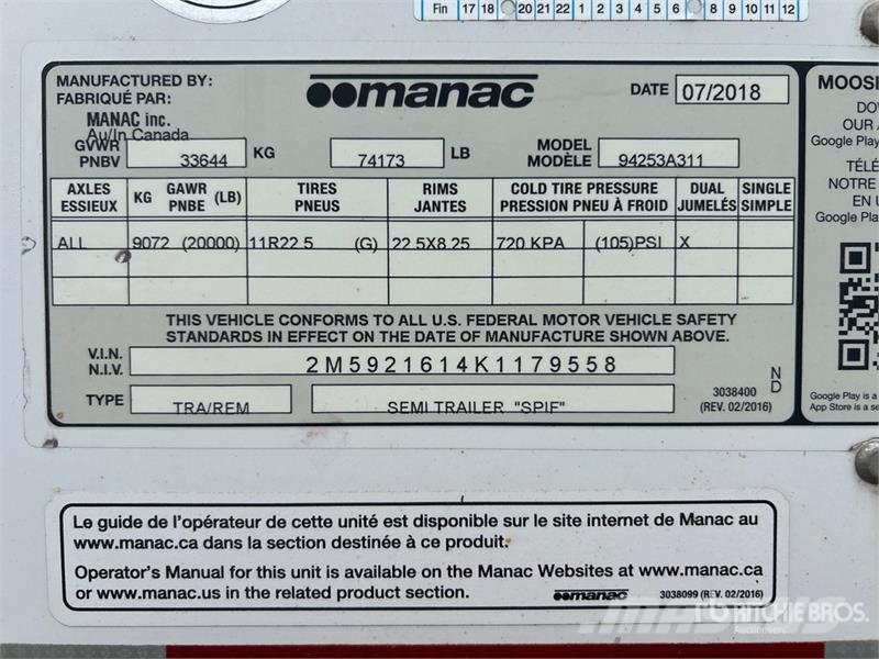 Manac 53 ft x 102 in T/A Van Trailer Prikolice sa sandukom