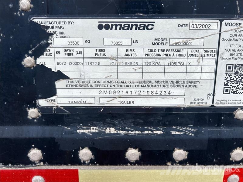 Manac 53 ft x 102 in T/A Van Trailer Cajas de remolque