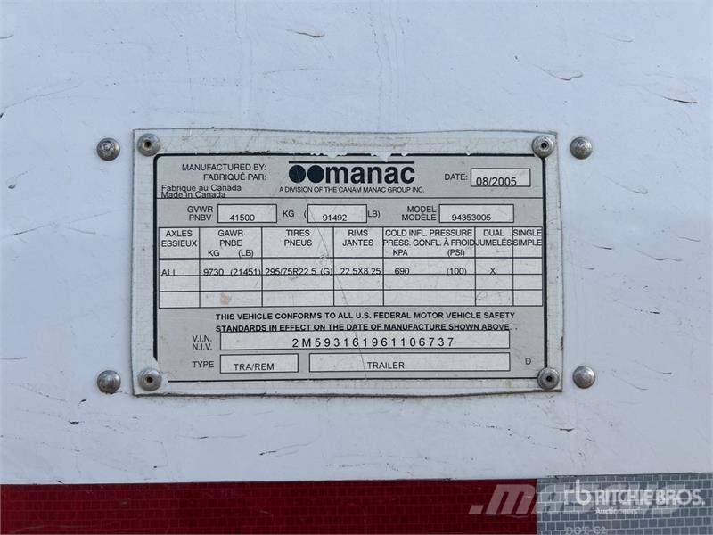 Manac 53 ft x 102 in Tri/A Van Trailer Remorque Fourgon