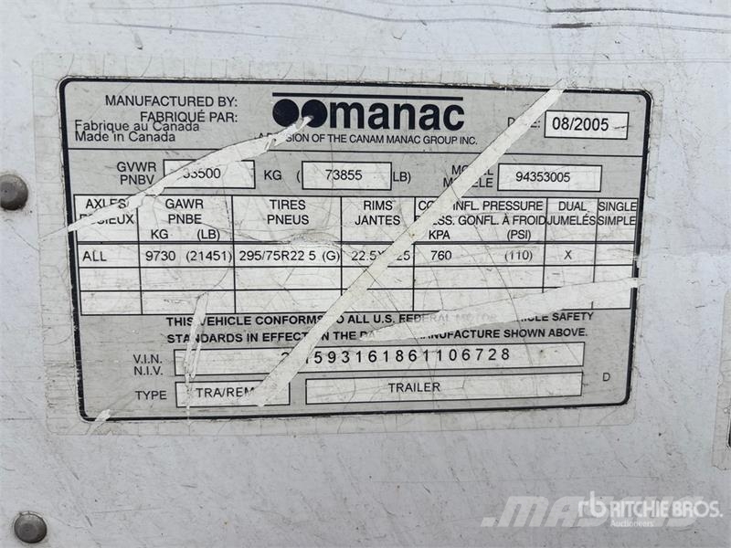 Manac 53 ft x 102 in Tri/A Van Trailer Anhänger-Kastenaufbau