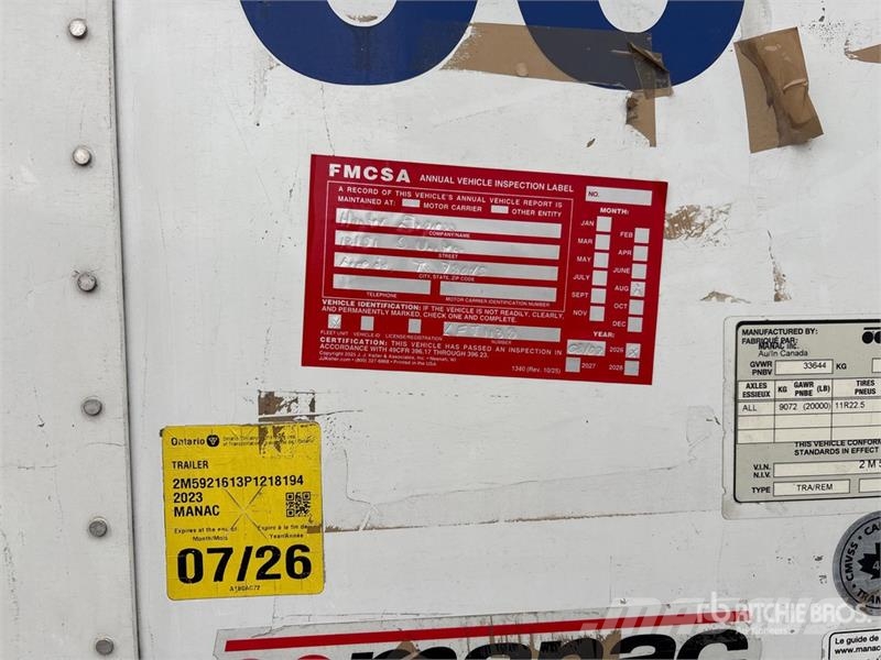 Manac 92253A811 53 ft x 102 in T/A Van Trailer Dengtos priekabos