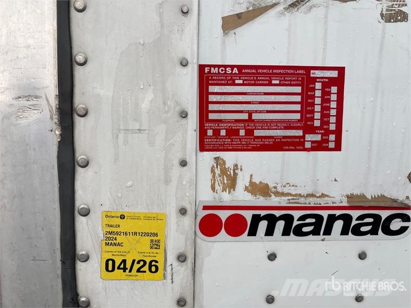 Manac 92253A818 53 ft x 102 in T/A Van Trailer Van Body Trailers