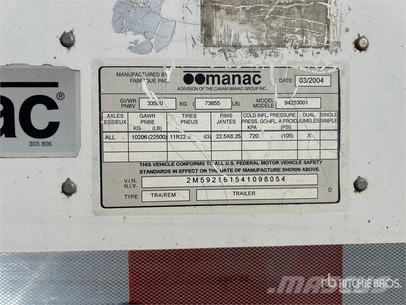 Manac 94253 53 ft x 102 in T/A Van Trailer Прицепы-фургоны