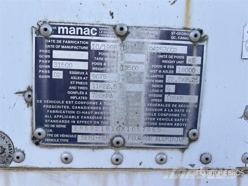 Manac 94253001 Dobozos pótkocsik