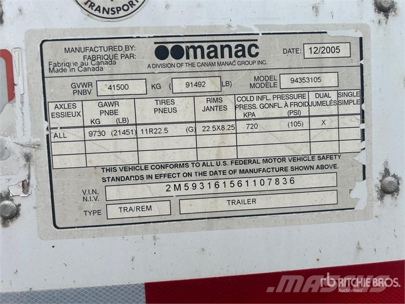 Manac 94353105 53 ft x 102 in Tri/A Heated Van Trailer Прицепы-фургоны
