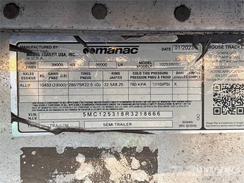 Manac Darkwing 53 ft T/A Spread Axle Curtain Side Traile 侧帘拖车
