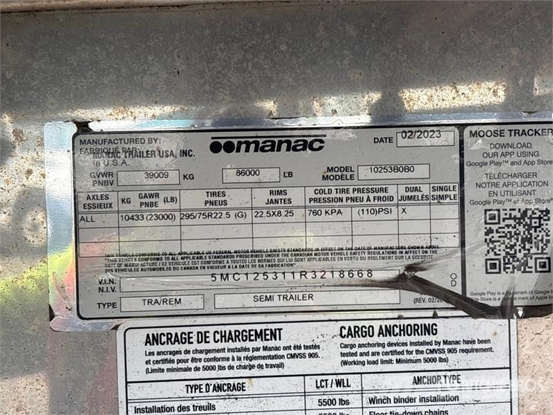 Manac Darkwing 53 ft T/A Curtain Side Trailer Rimorchi centinati