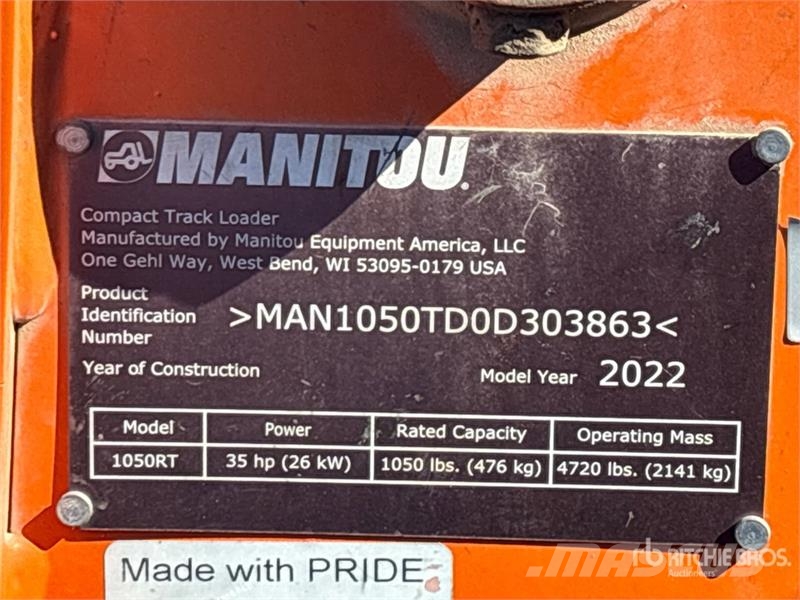 Manitou 1050RT Compact Track Loader لوادر انزلاقية التوجيه