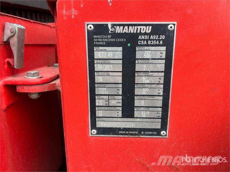Manitou AETJ49 2WD Electric Articulating Boom Lift Articulated boom lifts