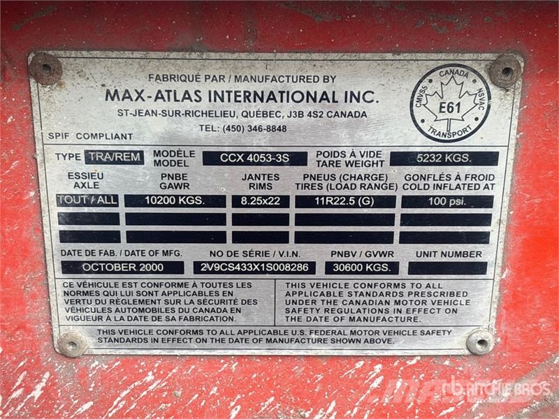 Max Atlas Tri/A Extendable Container Trailer Containerframe/Skiploader trailers