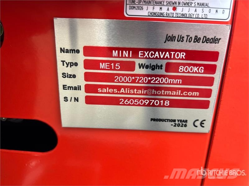ME15 Mini Excavator (Unused) Mini Escavadoras <7t