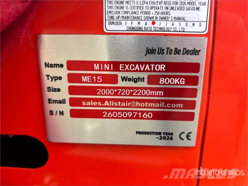  ME15 Mini Excavator (Unused) Miniexcavadoras