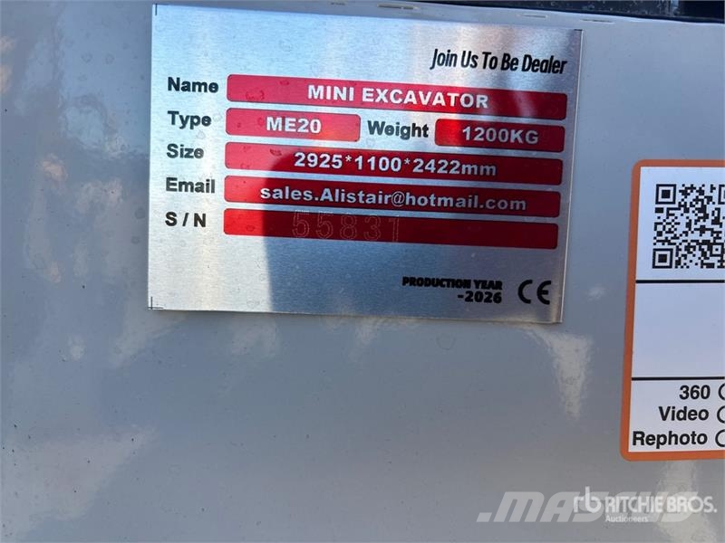  ME20-YELLOW Yanmar Diesel Mini Excavator (Unused) حفارات صغيرة أقل من 7 طن (حفارات صغيرة)