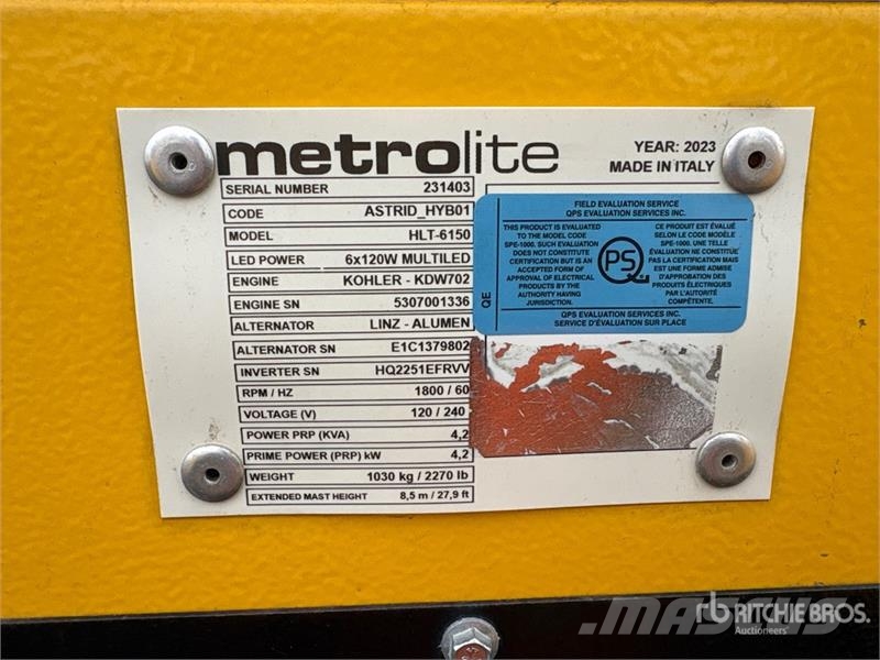 Metrolite HLT-6150 4.2 kVA Light Tower Mobiele lichtmasten