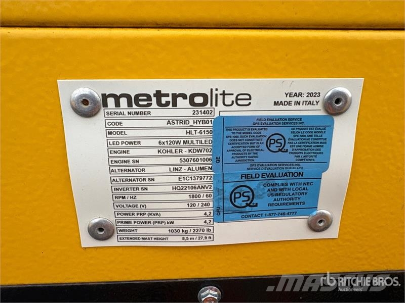 Metrolite HLT-6150 4.2 kVA Light Tower Osvetľovacie stožiare