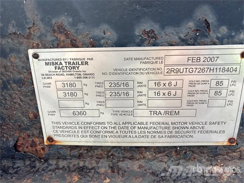 Miska 20 ft T/A Equipment Trailer Autovežių priekabos
