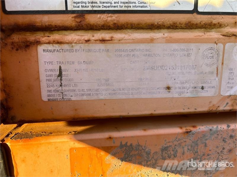 Miska 8 ft 4 in S/A Dump Utility Trailer Самоскиди