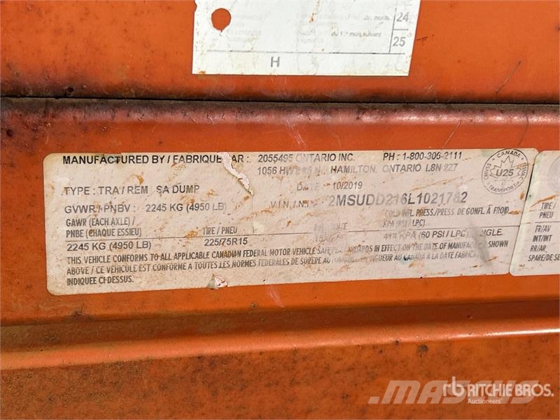 Miska 8 ft 6 in S/A Dump Utility Trailer Remorque benne