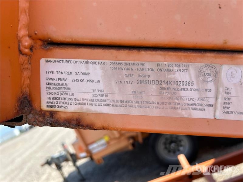 Miska 8 ft S/A Dump Utility Trailer Bañera