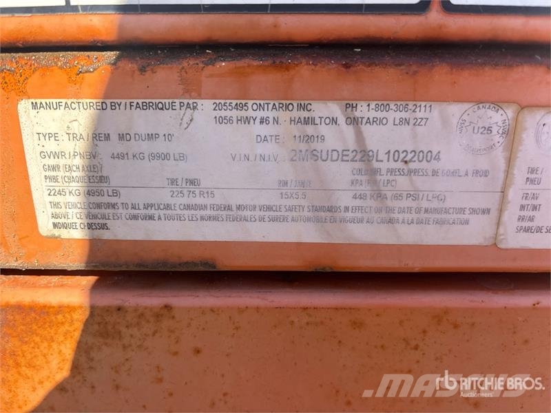 Miska MD 10 ft T/A Dump Utility Trailer Remorque benne