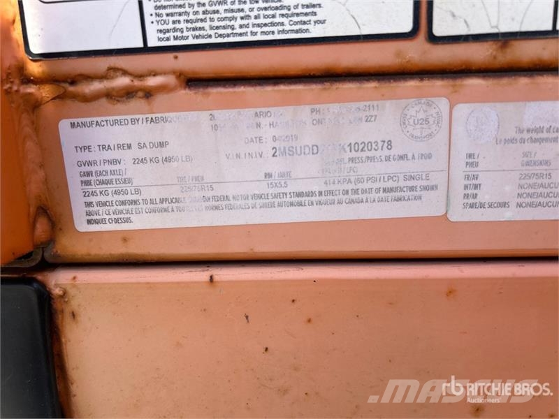 Miska MD 58 8 ft S/A Dump Utility Trailer Bañera
