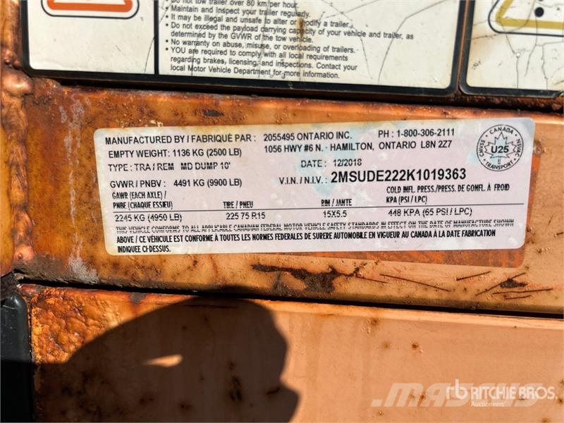  Miska MD 610 10 ft T/A Dump Utility Trailer Kipper
