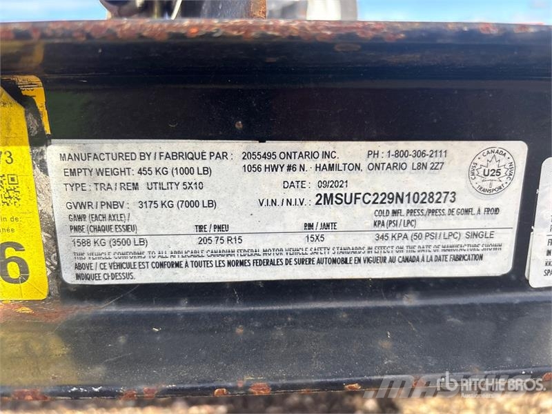  Miska Utility 5X10 10 ft T/A Equipment Trailer مقطورات مركبات نقل