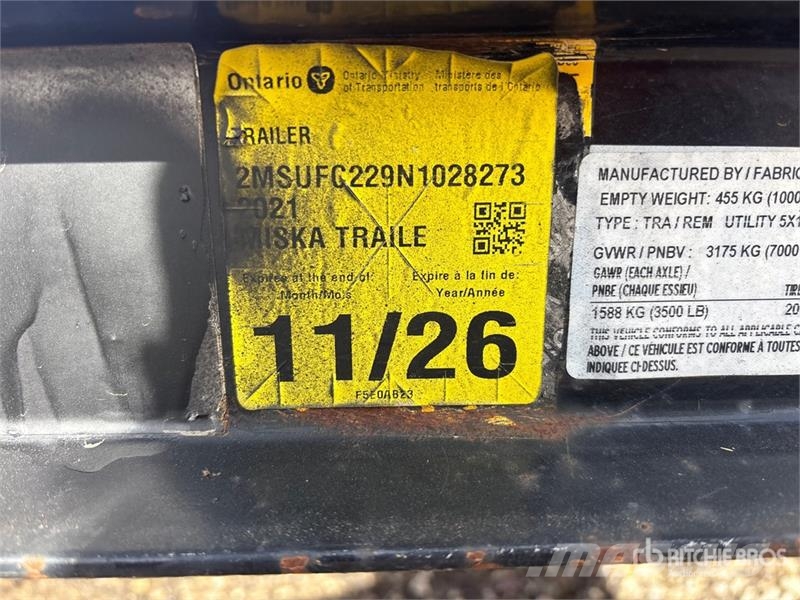  Miska Utility 5X10 10 ft T/A Equipment Trailer مقطورات مركبات نقل