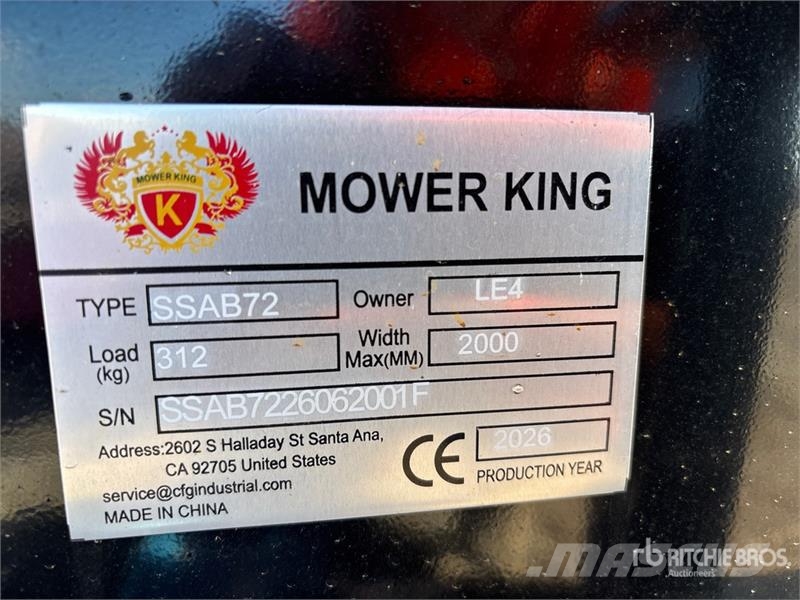 Mower King SSAB72 72 in Skid Steer Broom (Unused) Kefék