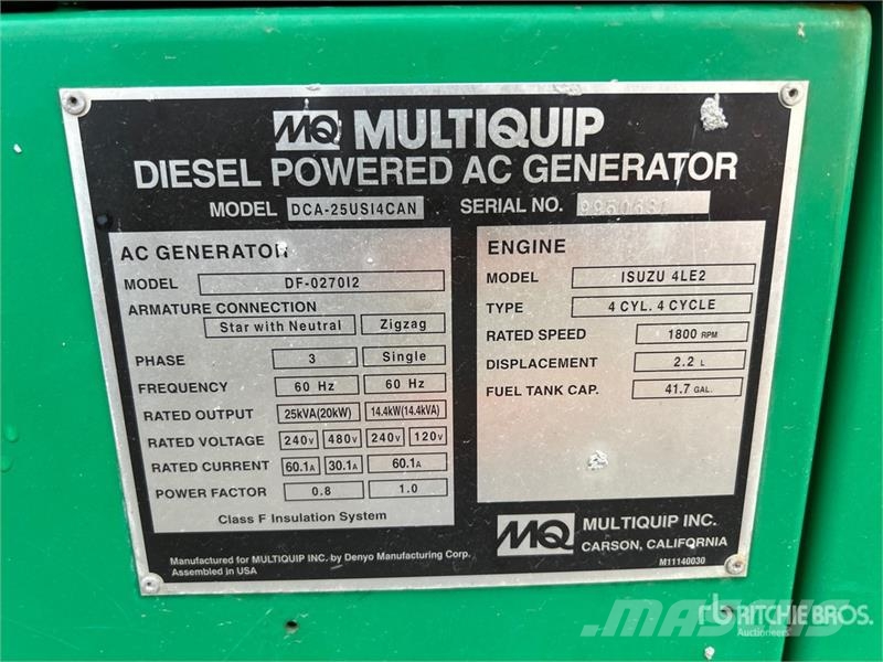 MultiQuip DCA 25 US 14 CAN Portable Generator Set Andere Generatoren