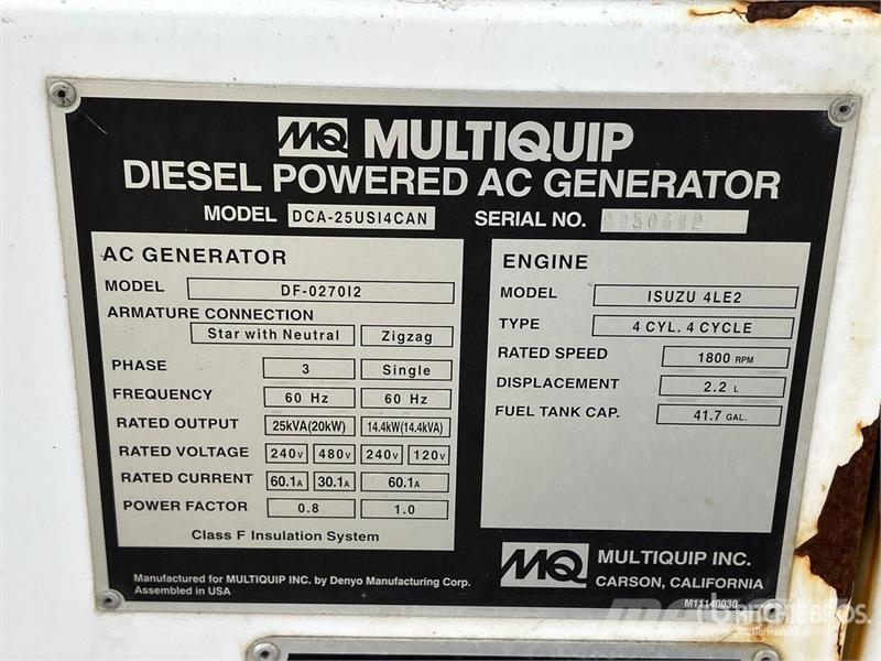 MultiQuip DCA25USI4CAN Diesel Generatorer