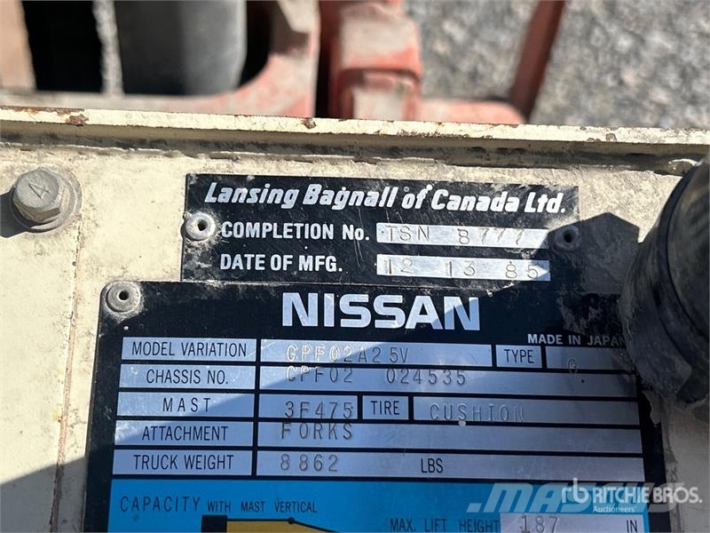 Nissan CPF02A2 5V 4100 lb Cushion Tire Forklift Heftrucks overige